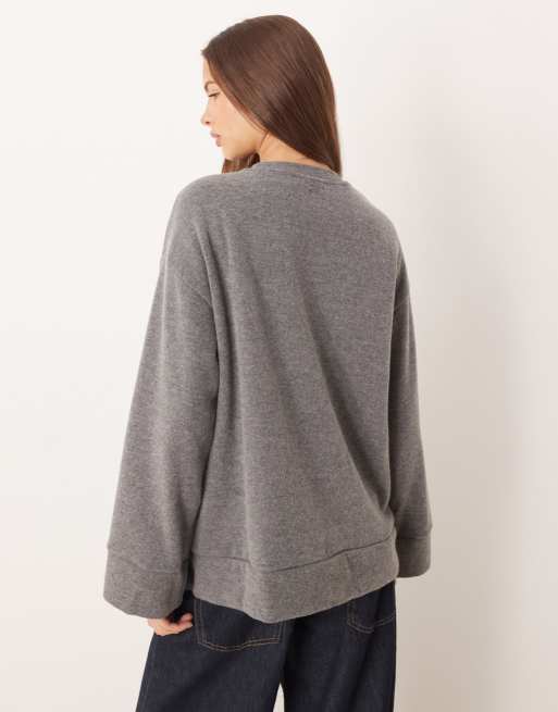 ASOS DESIGN - Sweat à ourlet fendu en tissu ultra doux - Anthracite chiné, 2 de 4