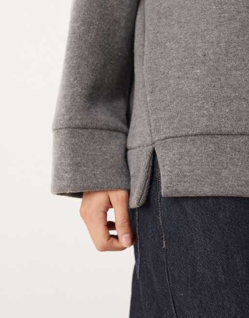 ASOS DESIGN - Sweat à ourlet fendu en tissu ultra doux - Anthracite chiné, 3 de 4