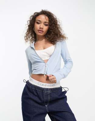 ASOS DESIGN - Sweat ajusté à fermeture éclair - Bleu clair