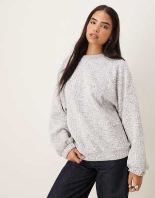 ASOS DESIGN - Sweat avec ourlet à cordon de serrage - Bleu moucheté
