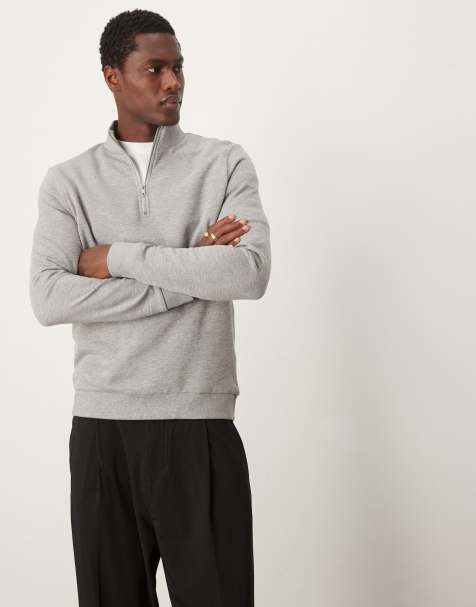 ASOS DESIGN - Sweat basique à col zippé - Gris chiné - view 1