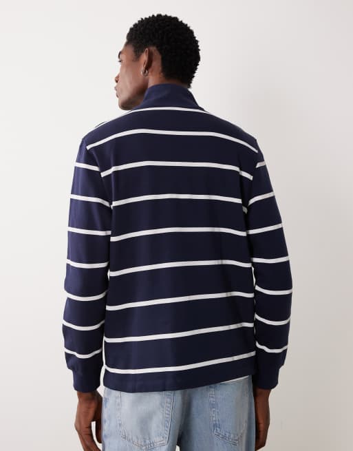 ASOS DESIGN - Sweat basique à rayures et col zippé - Bleu marine, 5 de 5