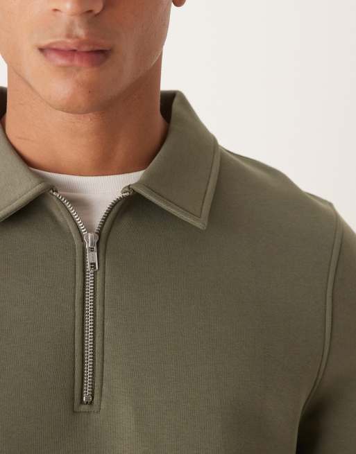 ASOS DESIGN - Sweat basique coupe carrée à col zippé et ourlet fixe - Vert, 5 de 5