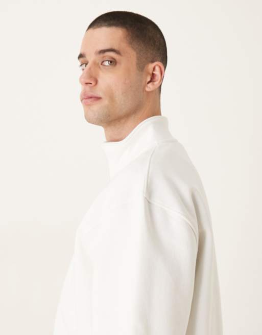 ASOS DESIGN - Sweat basique décontracté à col zippé - Beige, 4 de 5
