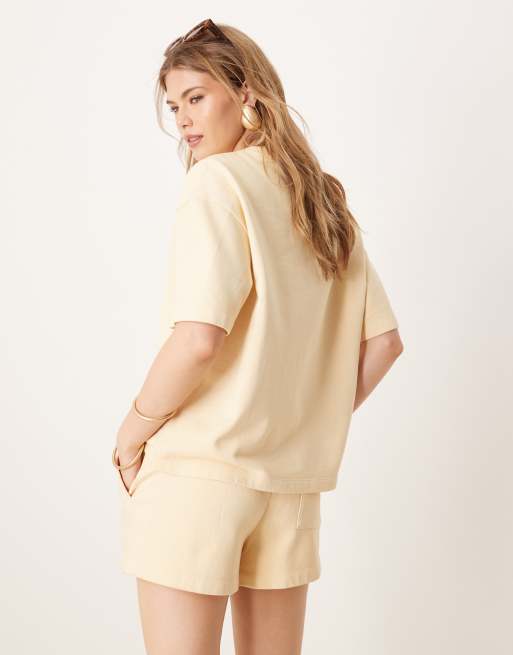 ASOS DESIGN sweat boxy tee in buttermilk (part of a set), 2 of 4