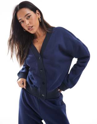 ASOS DESIGN sweat cardigan in navy (part of a set)