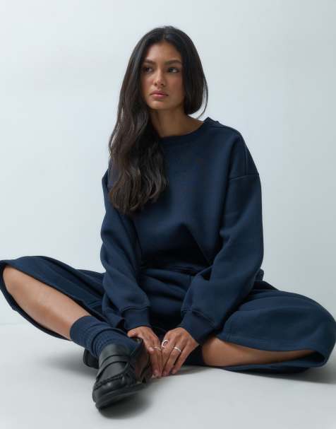 ASOS DESIGN sweat co-ord in navy - view 1