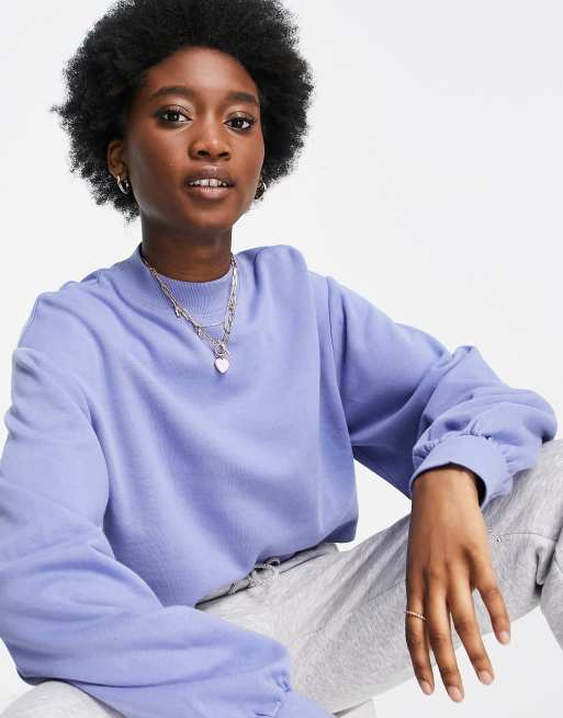 ASOS DESIGN - Sweat col montant coupe carrée - Bleu
