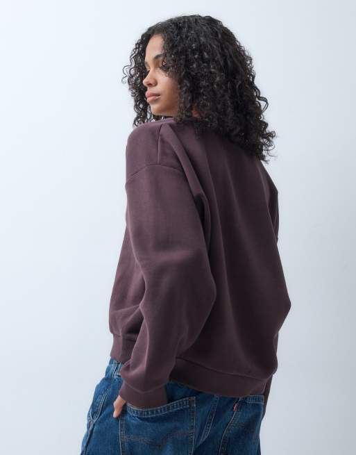 ASOS DESIGN sweat col V à bords contrastants marron et bleu, 5 de 5