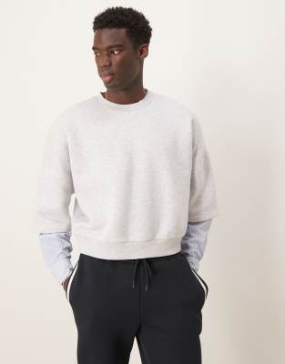 ASOS DESIGN - Sweat court et oversize à épaules tombantes et manches courtes - Gris chiné