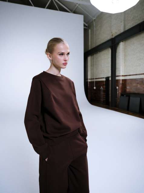 ASOS DESIGN - Sweat de qualité supérieure en tissu épais 500 g/m2 à surpiqûres - Chocolat - view 1