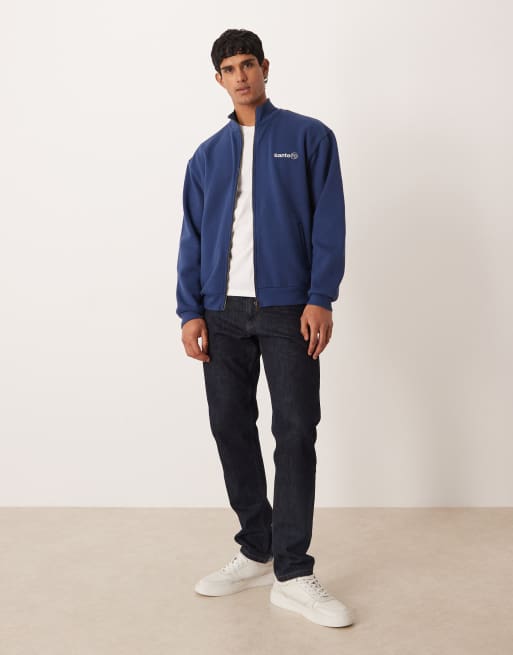 ASOS DESIGN - Sweat décontracté à col zippé avec texte brodé - Bleu marine, 2 de 5