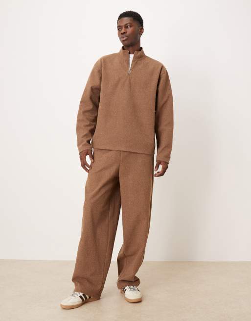 ASOS DESIGN - Sweat décontracté à col zippé - Marron chiné, 2 de 5