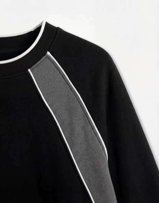 ASOS DESIGN - Sweat décontracté à imprimé et empiècements effet coupé-cousu - Noir, 8 de 9
