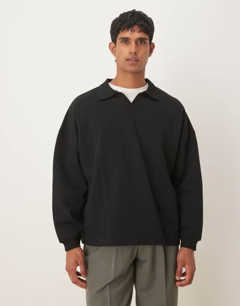 ASOS DESIGN - Sweat décontracté avec col à revers - Noir - view 1