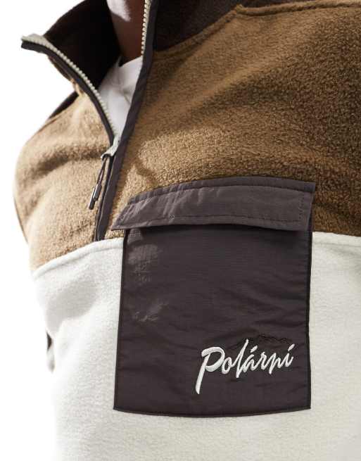 ASOS DESIGN - Sweat décontracté color block en polaire à col zippé - Beige, 2 de 4