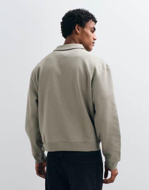 ASOS DESIGN - Sweat décontracté coupe carrée à col zippé - Sauge, 4 de 5