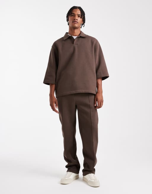ASOS DESIGN - Sweat décontracté d'ensemble à manches courtes et col polo - Marron, 2 de 5