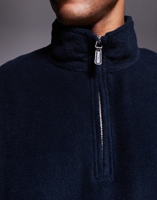 ASOS DESIGN - Sweat décontracté en polaire à col cheminée zippé - Bleu marine, 5 de 5
