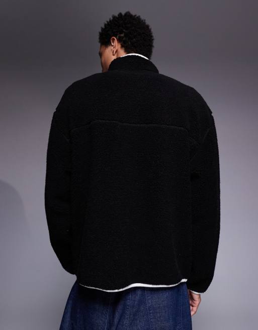 ASOS DESIGN - Sweat décontracté en polaire avec col cheminée zippé - Noir , 3 de 5
