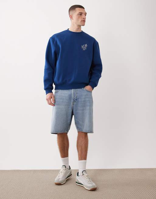 ASOS DESIGN - Sweat décontracté ras de cou à imprimé fleuri - Bleu, 2 de 5
