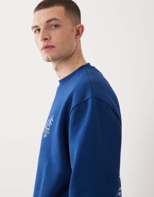 ASOS DESIGN - Sweat décontracté ras de cou à imprimé fleuri - Bleu, 4 de 5