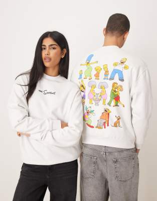 ASOS DESIGN - Sweat décontracté unisexe avec imprimé The Simpsons - Blanc