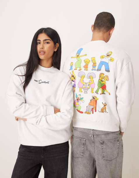 ASOS DESIGN - Sweat décontracté unisexe avec imprimé The Simpsons - Blanc - view 1