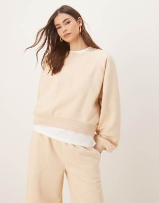 ASOS DESIGN - Sweat d'ensemble à manches bouffantes - Taupe-Blonde