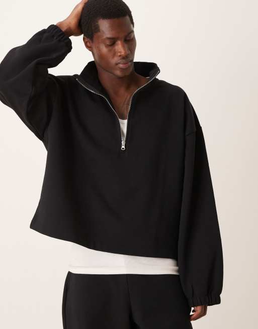 ASOS DESIGN - Sweat d'ensemble en tissu épais à col cheminée - Noir