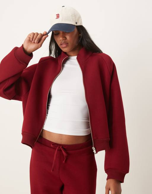 ASOS DESIGN - Sweat d'ensemble épais à fermeture éclair et col cheminée - Bordeaux