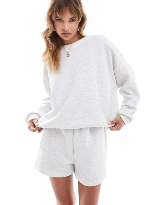 ASOS DESIGN - Sweat d'ensemble matelassé - Gris chiné