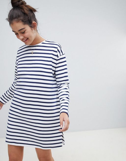 ASOS DESIGN sweat dress in stripe with long sleeves | ASOS