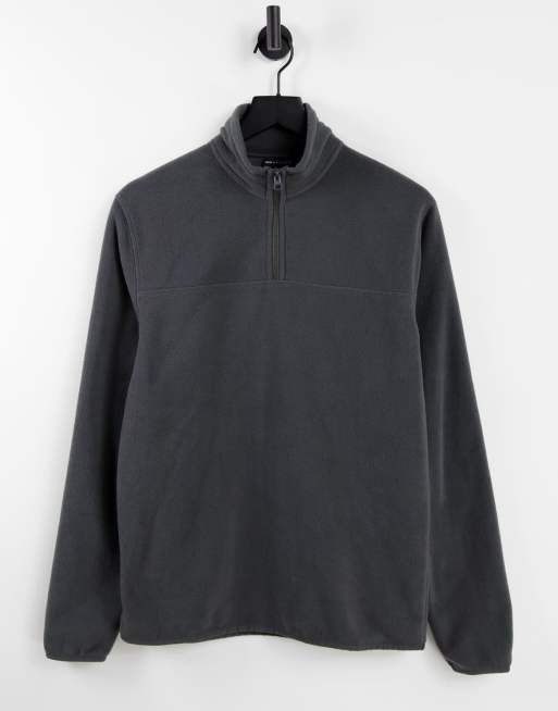 ASOS DESIGN - Sweat en polaire à col zippé - Noir délavé