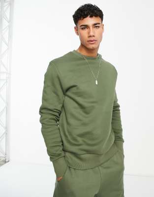 ASOS DESIGN heavyweight sweatshirt in khaki - ASOS Price Checker