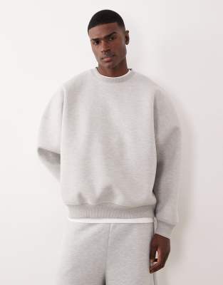 ASOS DESIGN - Sweat épais ultra oversize - Gris chiné en tissu façon néoprène | ASOS