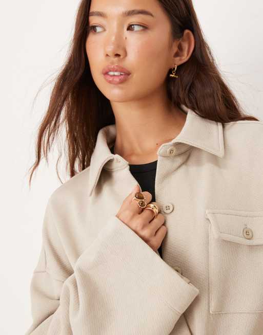 ASOS DESIGN - Sweat manches longues d'ensemble en sergé boutonné et noué à l'avant - Taupe, 3 de 4