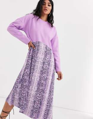 purple snake print dress