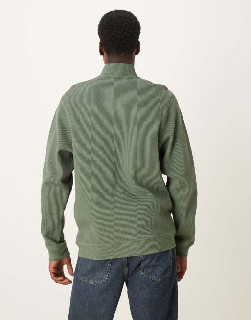 ASOS DESIGN - Sweat nervuré à col zippé - Vert, 3 de 5