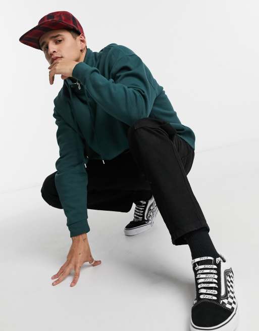 ASOS DESIGN - Sweat oversize à col cheminée zippé - Vert