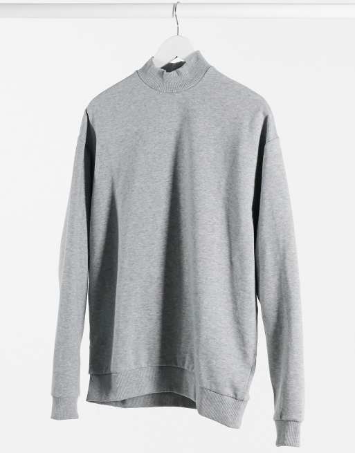 ASOS DESIGN - Sweat oversize à col montant - Gris
