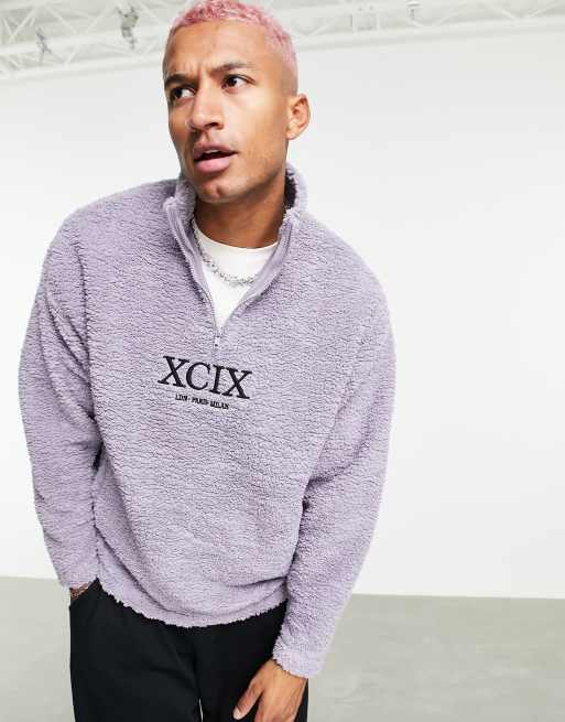 ASOS DESIGN - Sweat oversize à demi-fermeture éclair et chiffres romains brodés sur le devant