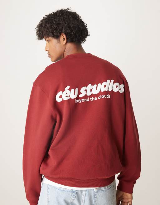 ASOS DESIGN - Sweat oversize à imprimé - Bordeaux