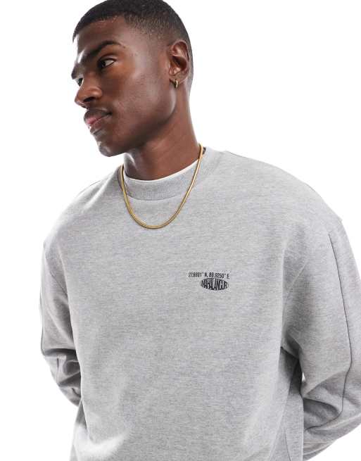 ASOS DESIGN Sweat oversize a imprime montagne Gris chine