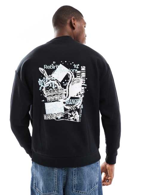 ASOS DESIGN - Sweat oversize à imprimés - Noir