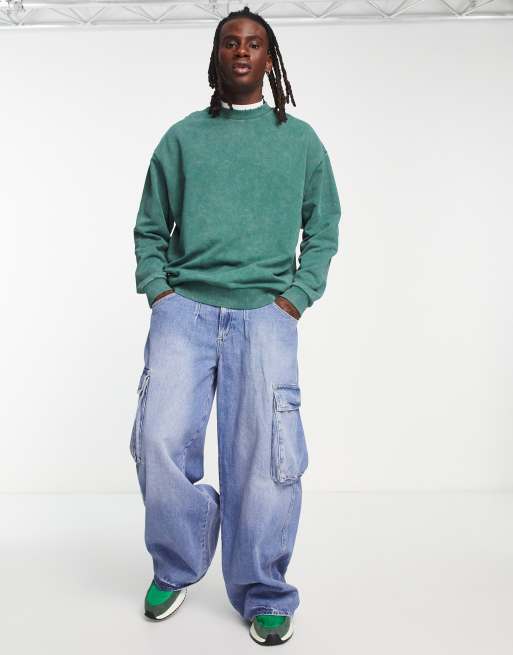 ASOS DESIGN - Sweat oversize à inscription au dos - Vert délavé, 4 de 4