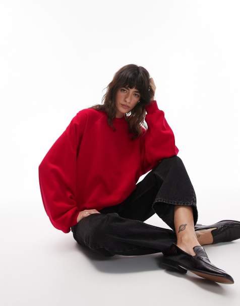 ASOS DESIGN - Sweat oversize à manches ballon - Rouge - view 1