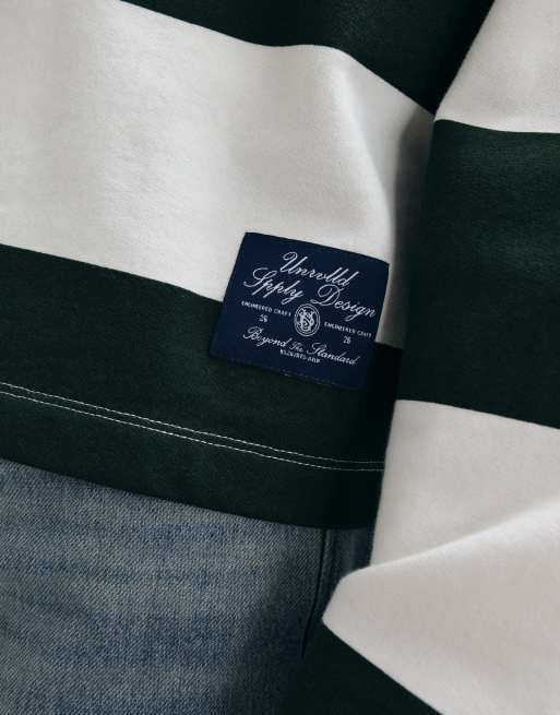 ASOS DESIGN sweat oversize à rayures et col rond en vert foncé, 4 de 5