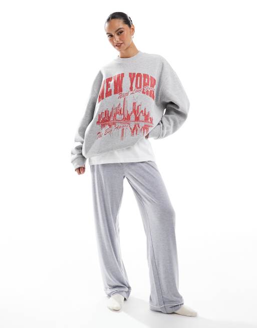 ASOS DESIGN - Sweat oversize avec imprimé New York - Gris chiné, 2 de 4