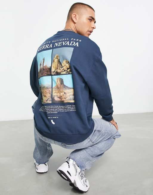 ASOS DESIGN - Sweat oversize avec imprimé photographique au dos - Bleu marine